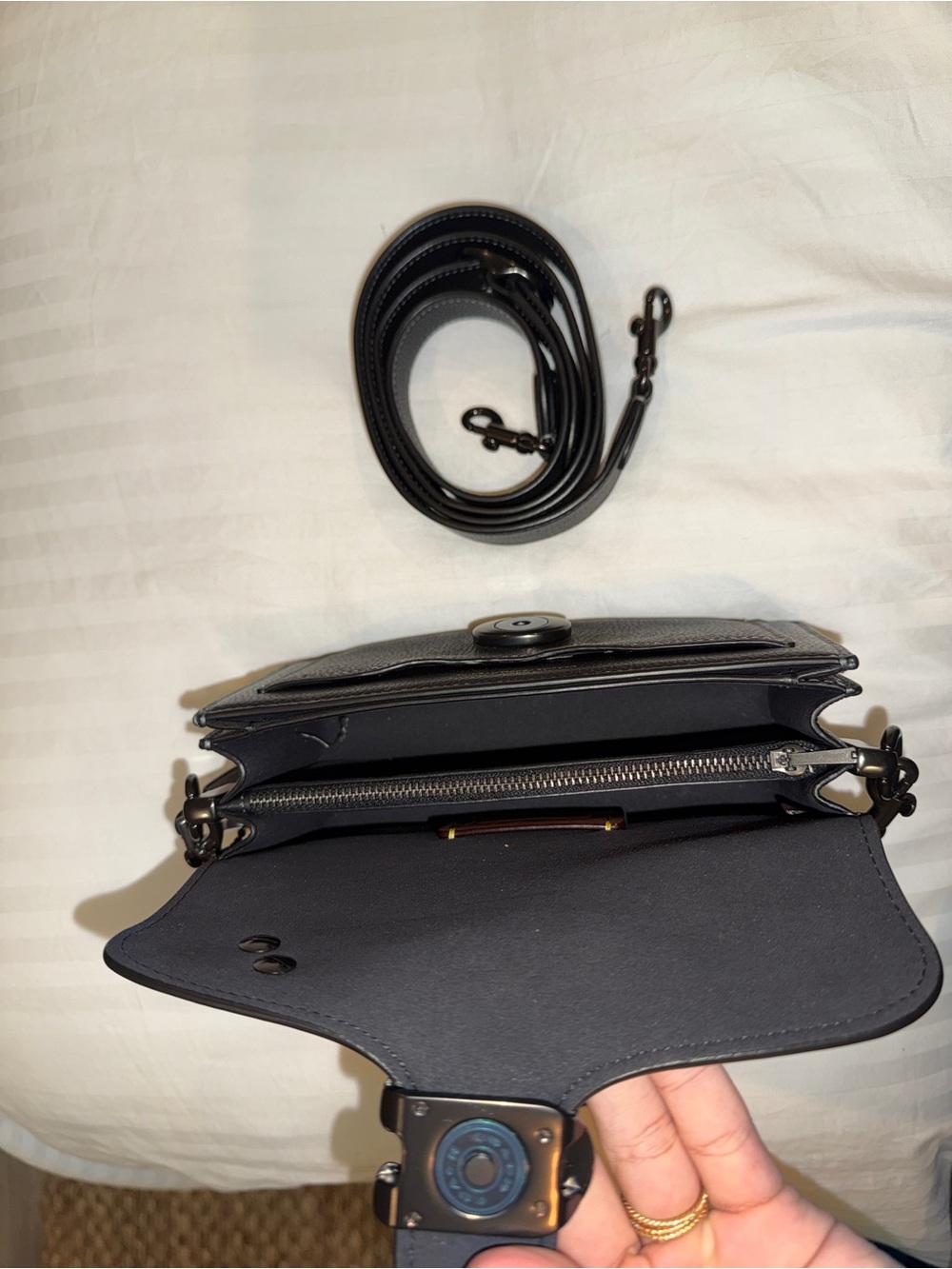Coach Black Pebbled Leather Mini Shoulder Bag with Signature 'C' - Picture 3 of 4